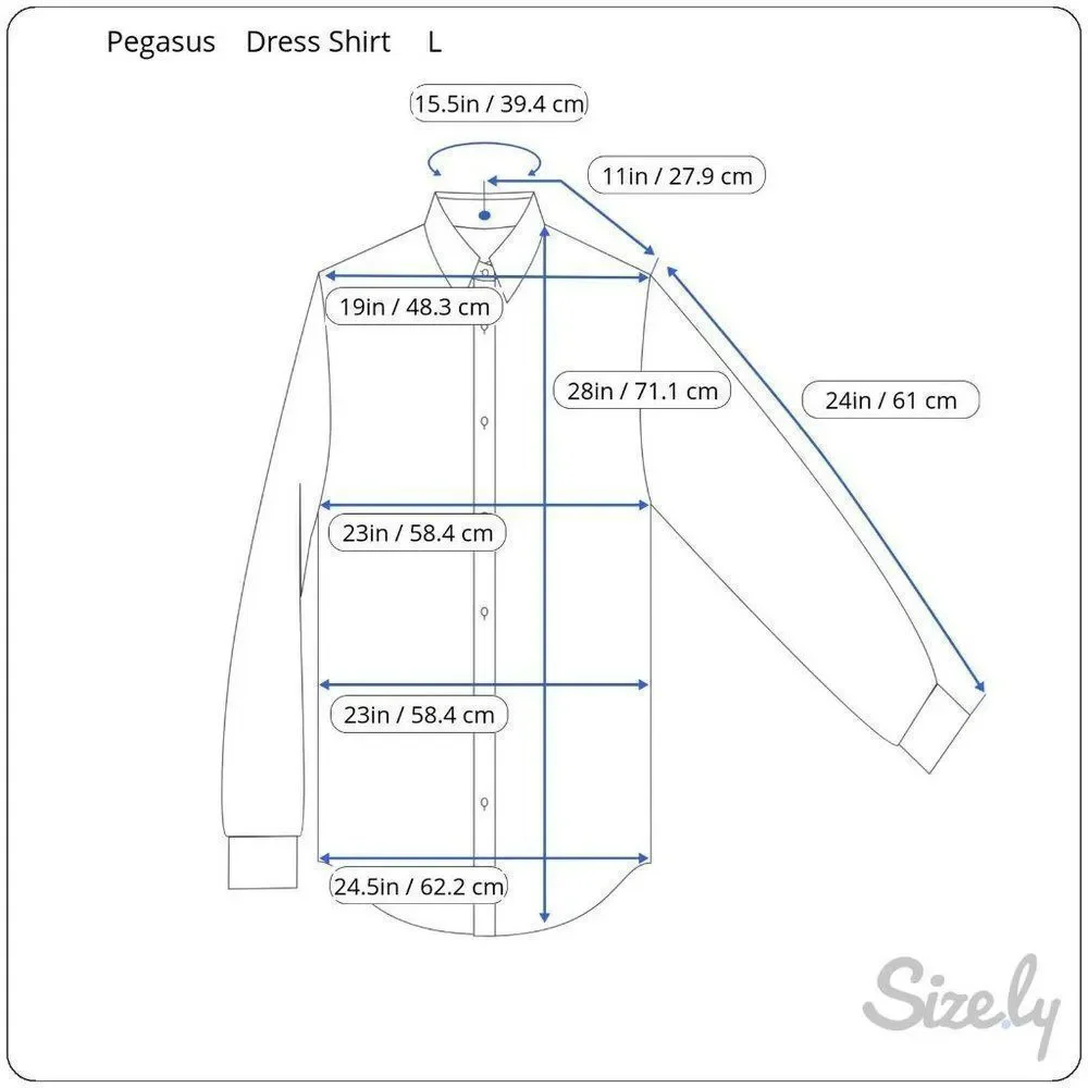 Pegasus Mens Colorful Dress Shirt Large Stitched